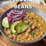 Pin for pinterest graphic with text and photo of a bowl of beans.