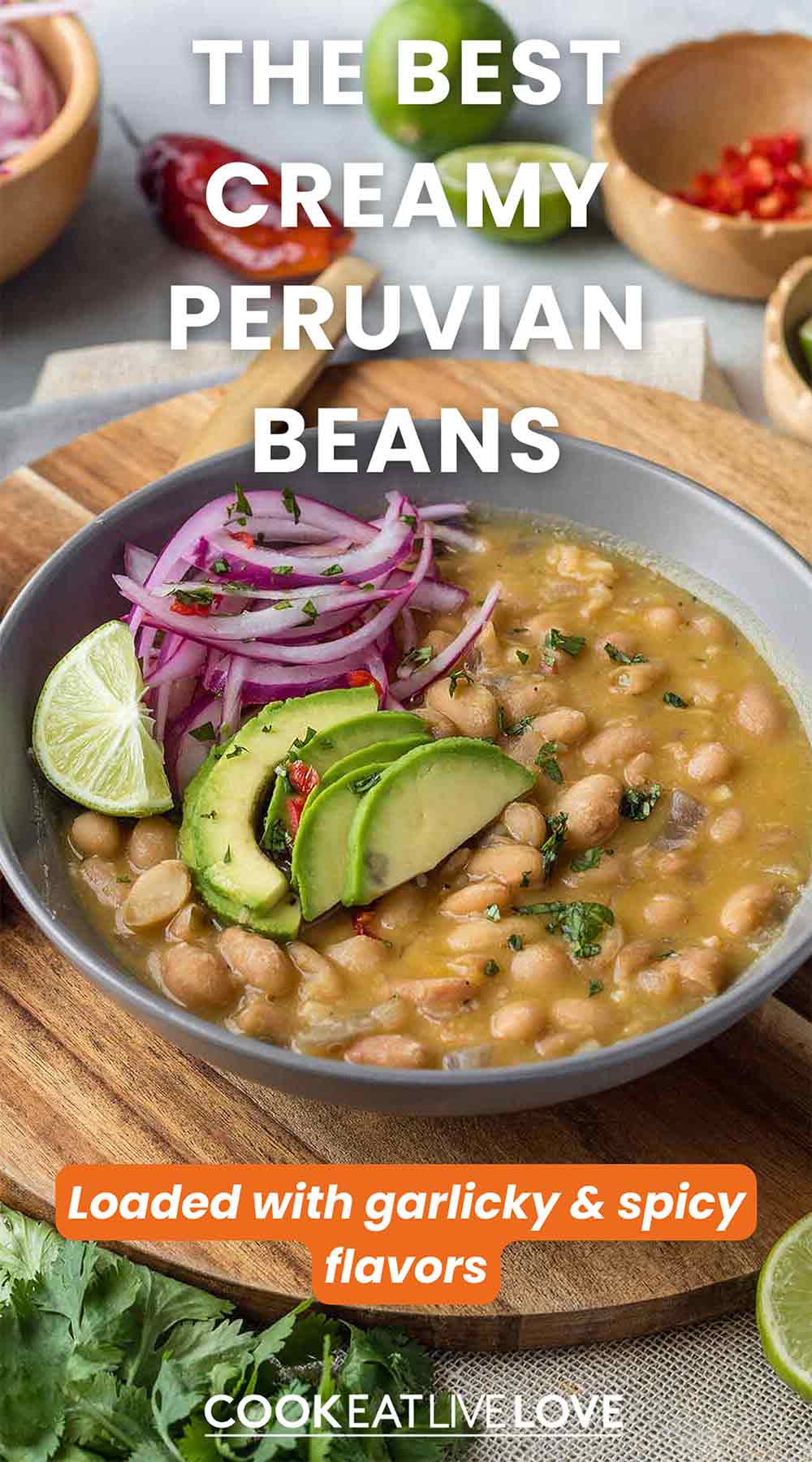 Pin for pinterest graphic with text and photo of a bowl of beans.
