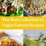 PIn for pinterest with collage of recipes made with lemon.
