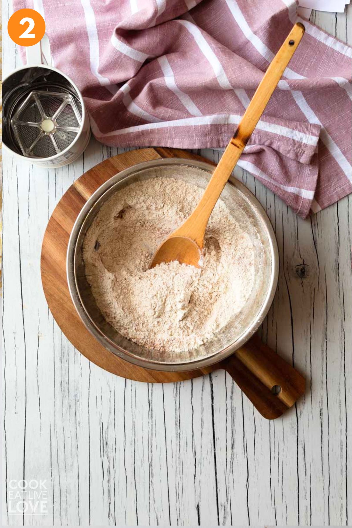 Dry ingredients to make vegan pumpkin muffins in a bowl