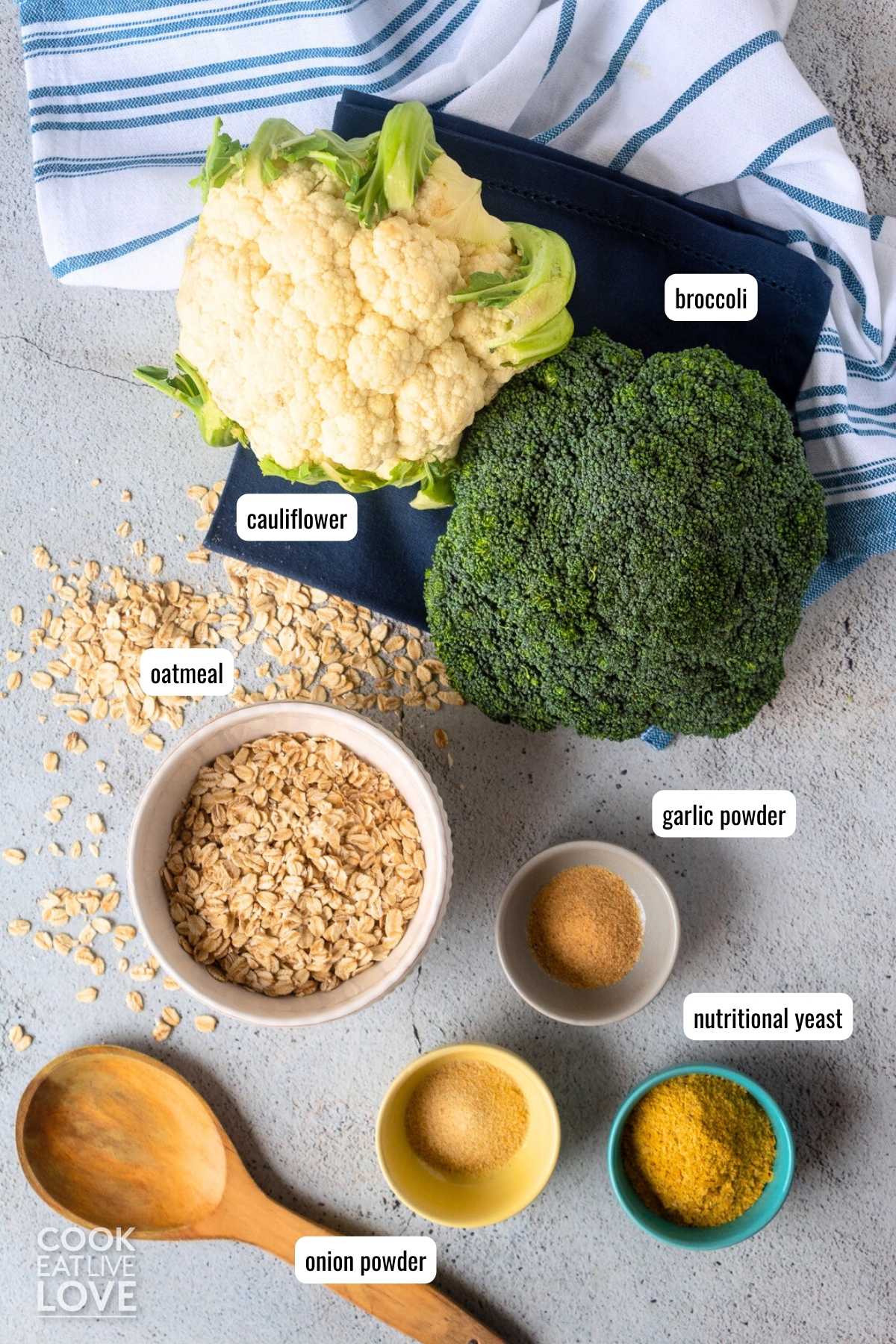 Ingredients to make savory oats instant pot on the table.