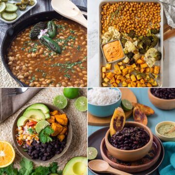 A collage of vegetarian bean recipes.