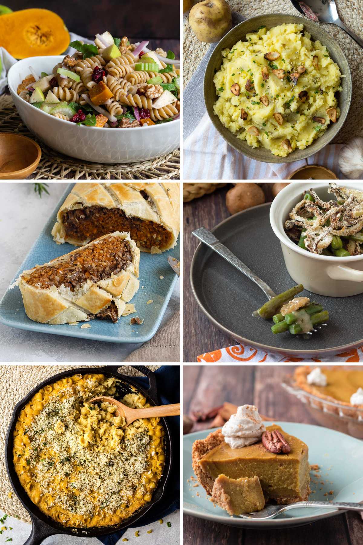 Image collage showing the best vegetarian holiday recipes on the list.