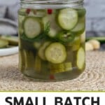 Pin for pinterest graphic with image of pickle jar and text on the bottom of the image.