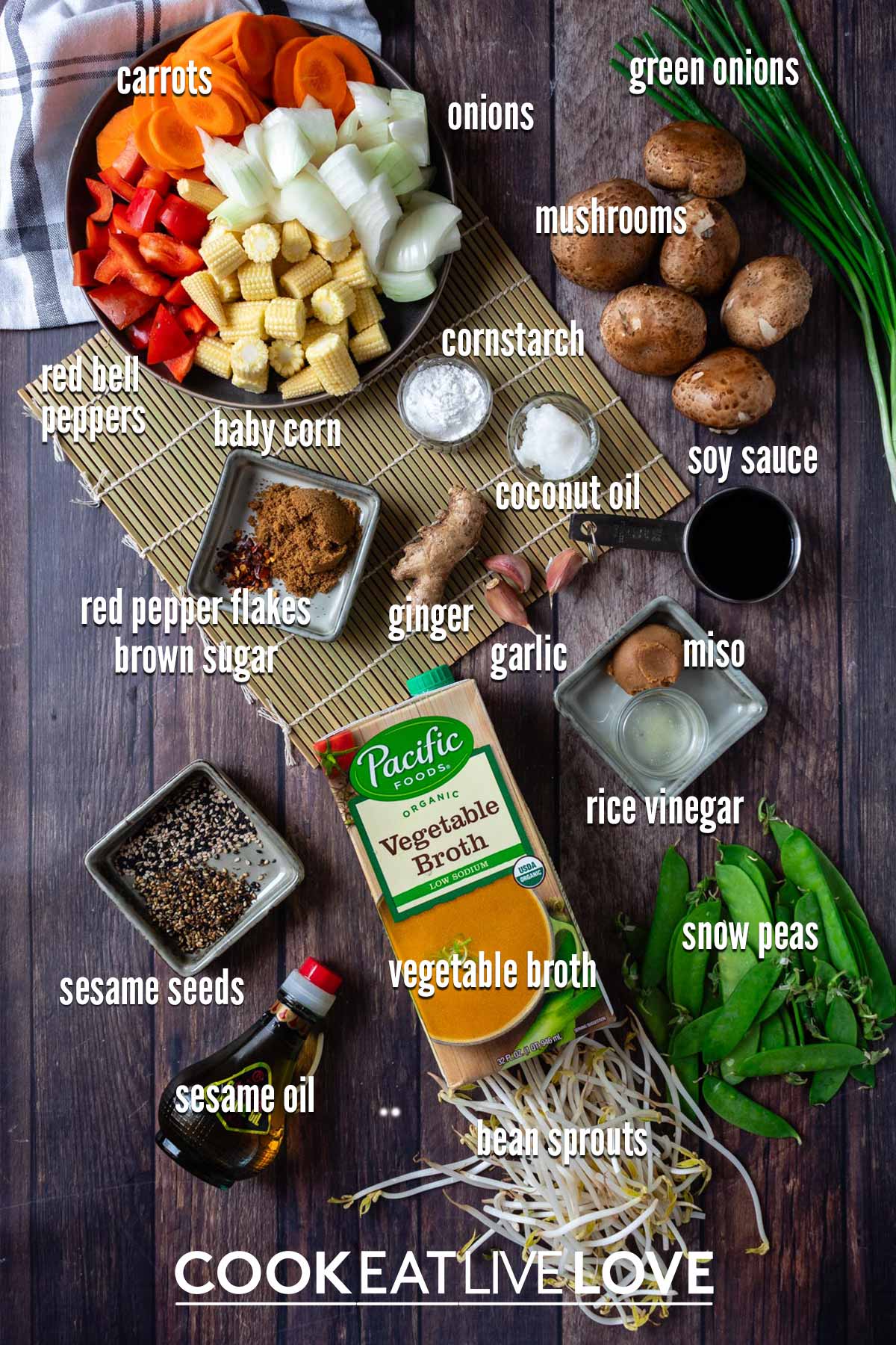 Ingredients to make instant pot stir fry vegetables.