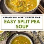 Pin for pinterest graphic with images of soup and text on top.