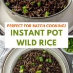 Pin for pinterest graphic with images of wild rice and text on top.
