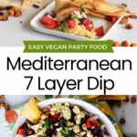 Pin for pinterest graphic with images of dip and text on top.