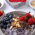 Pin for pinterest graphic for chia overnight oats.