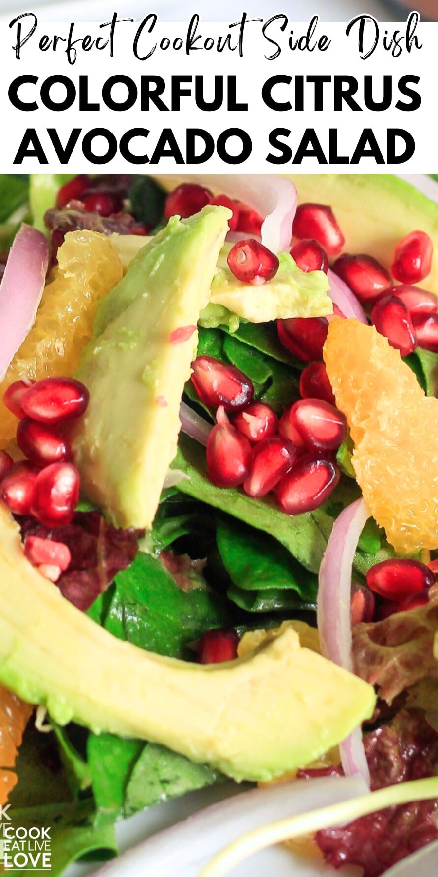 Pin for pinterest graphic with image of salad and text on top.