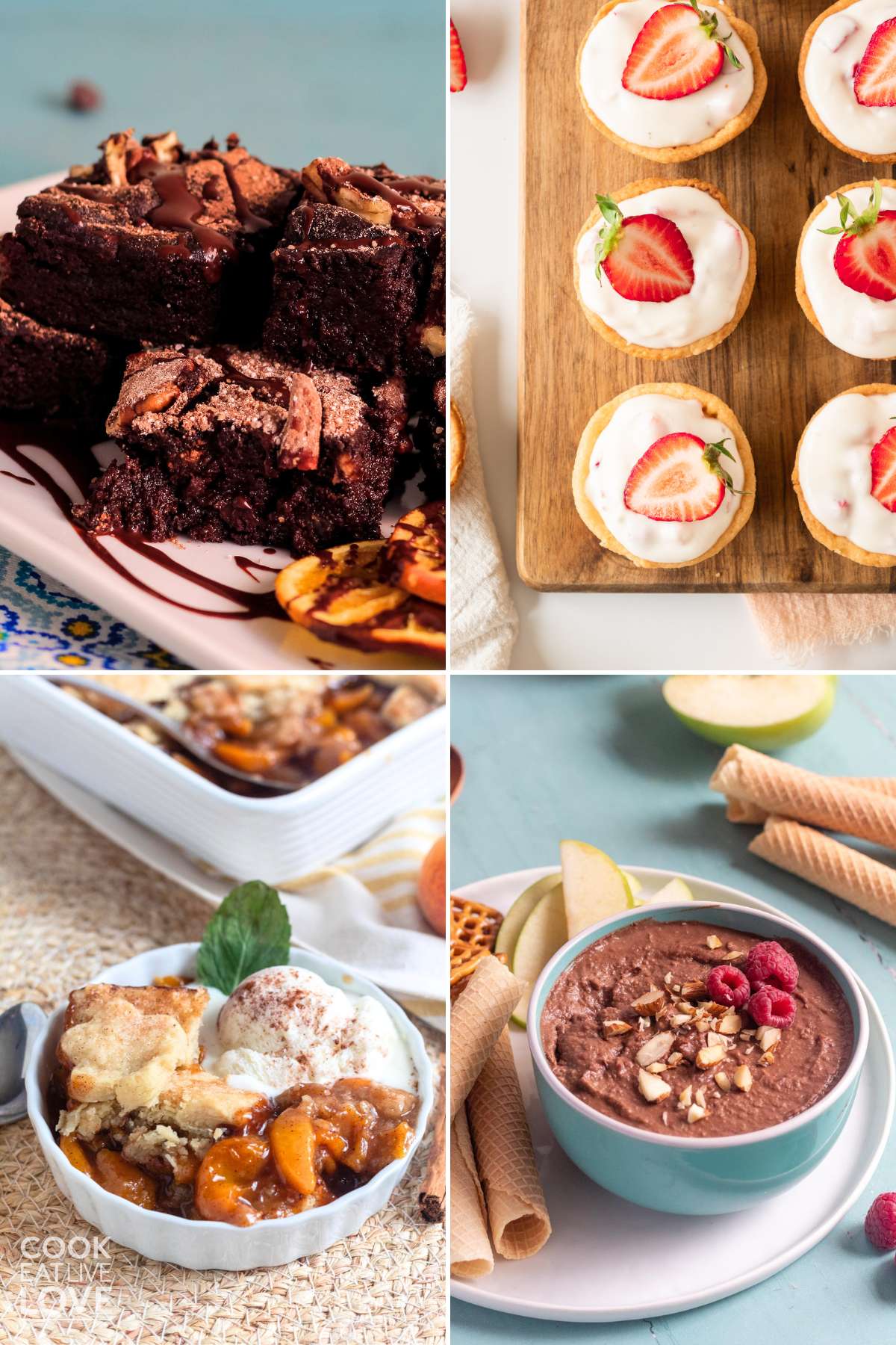 A collage of four potluck dessert recipes.