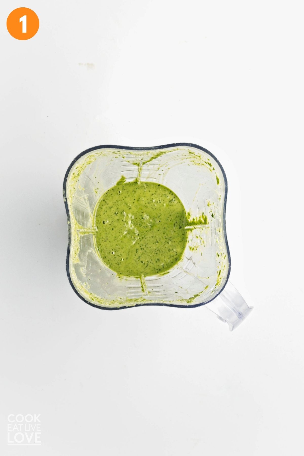 Making the green goddess dressing. 