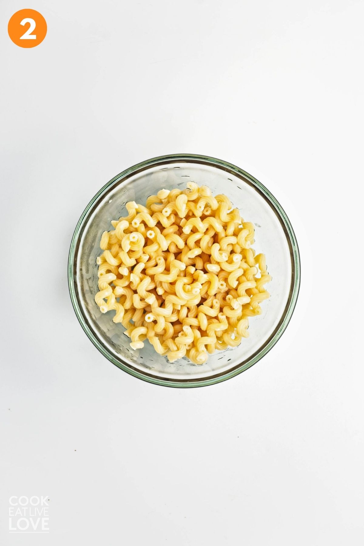 Pasta cooked in a bowl.