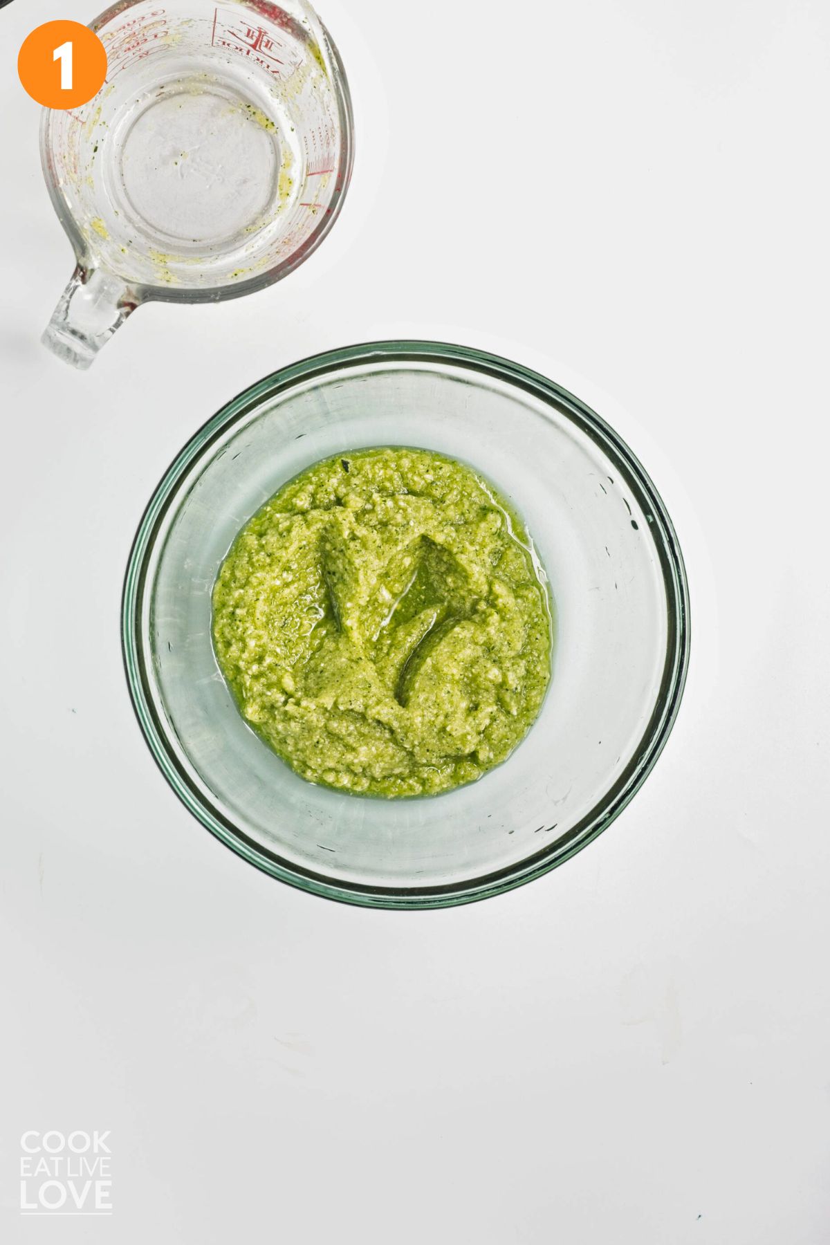 Zucchini pureed in a mixing bowl.