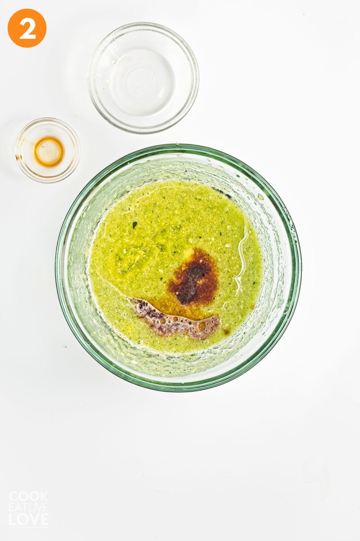 Vanilla added to the zucchini puree and sugar mixture.