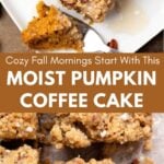 Pin for pinterest graphic with image of pumpkin cake and text on top.