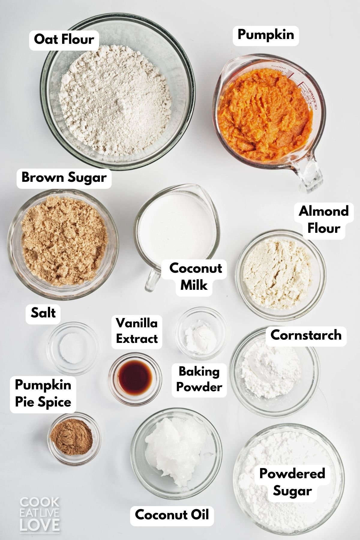 Ingredients to make vegan pumpkin pie bars. 