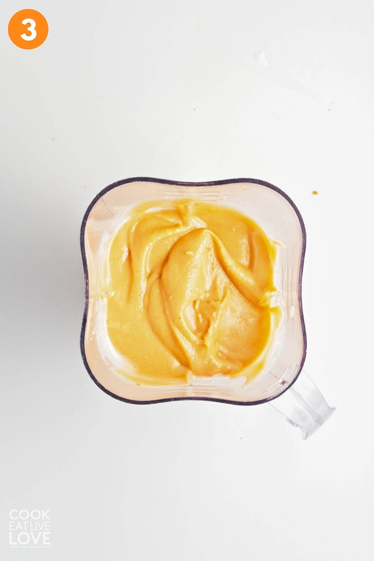 Sweet potato, coconut milk and sugar blended in a blender. 