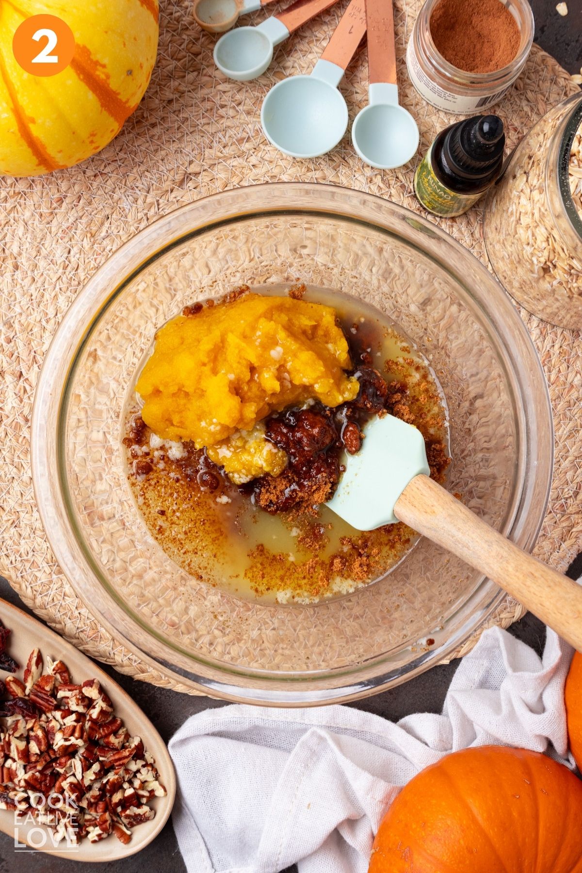 Wet ingredients in another mixing bowl.