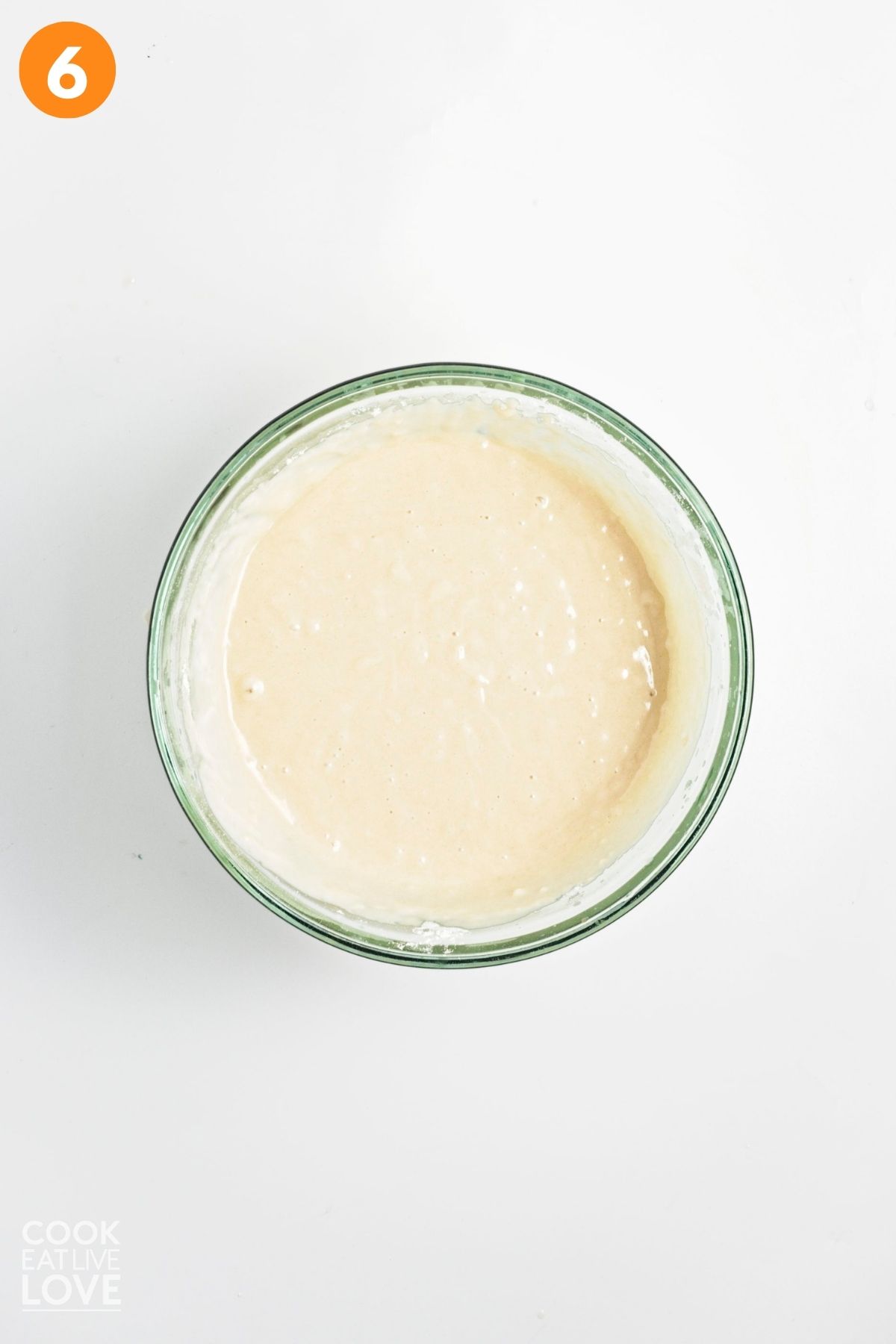 The flour mixture added to the wet ingredients and mixed.