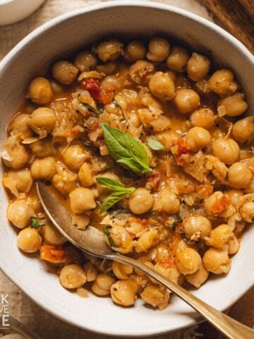 A bowl filled with marry me chickpeas.
