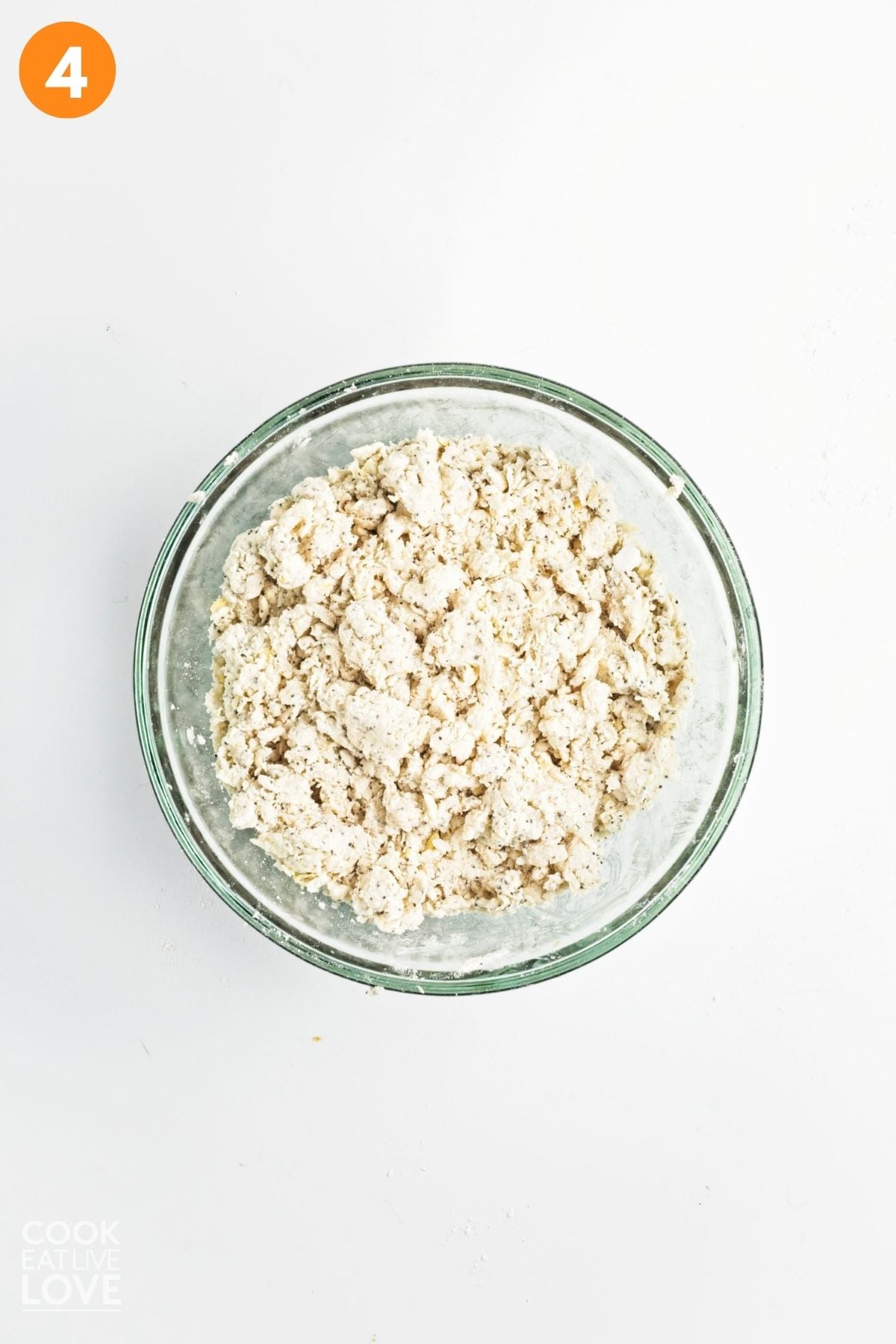 The mixture for the lemon scone dough mixed together.