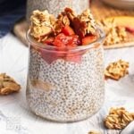 Peach chia pudding in a jar.