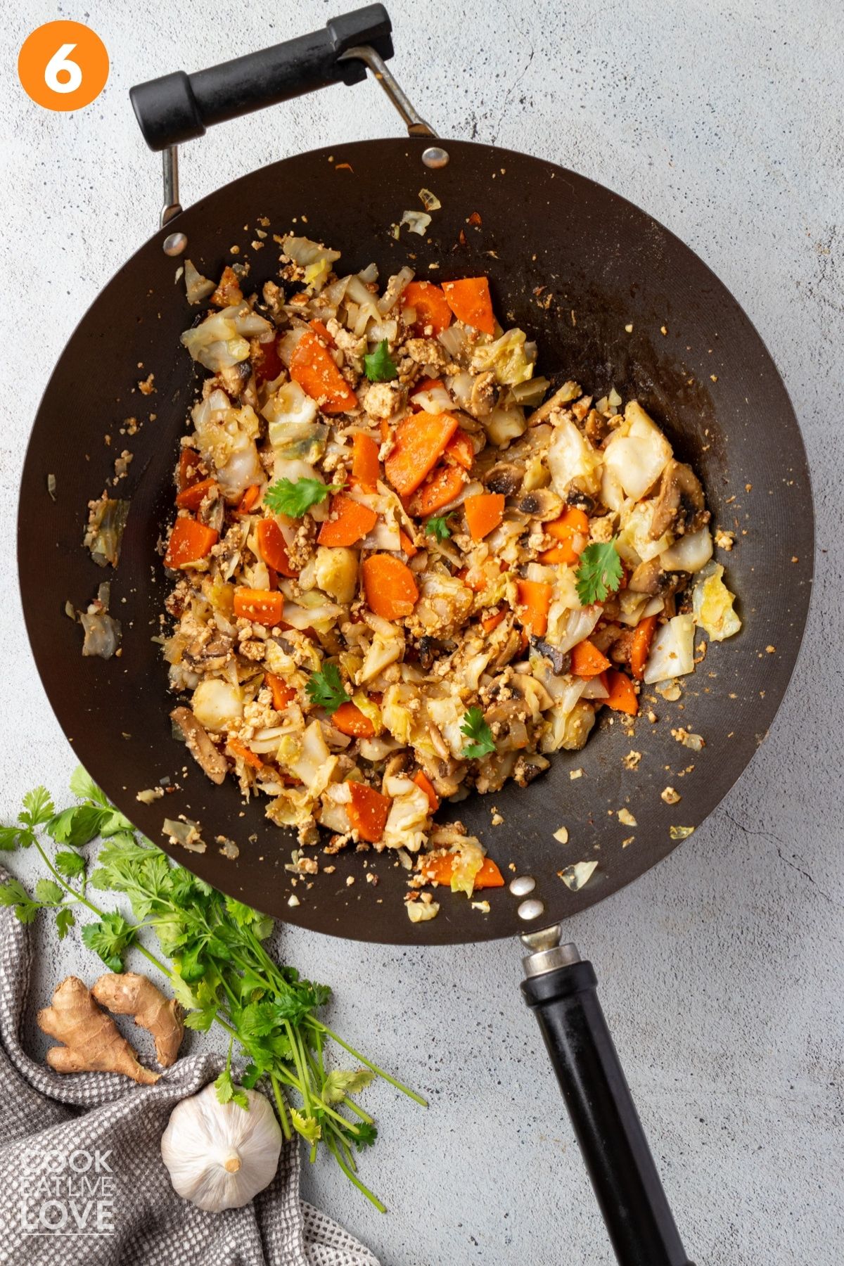 Stir fry finished off with seasonings.