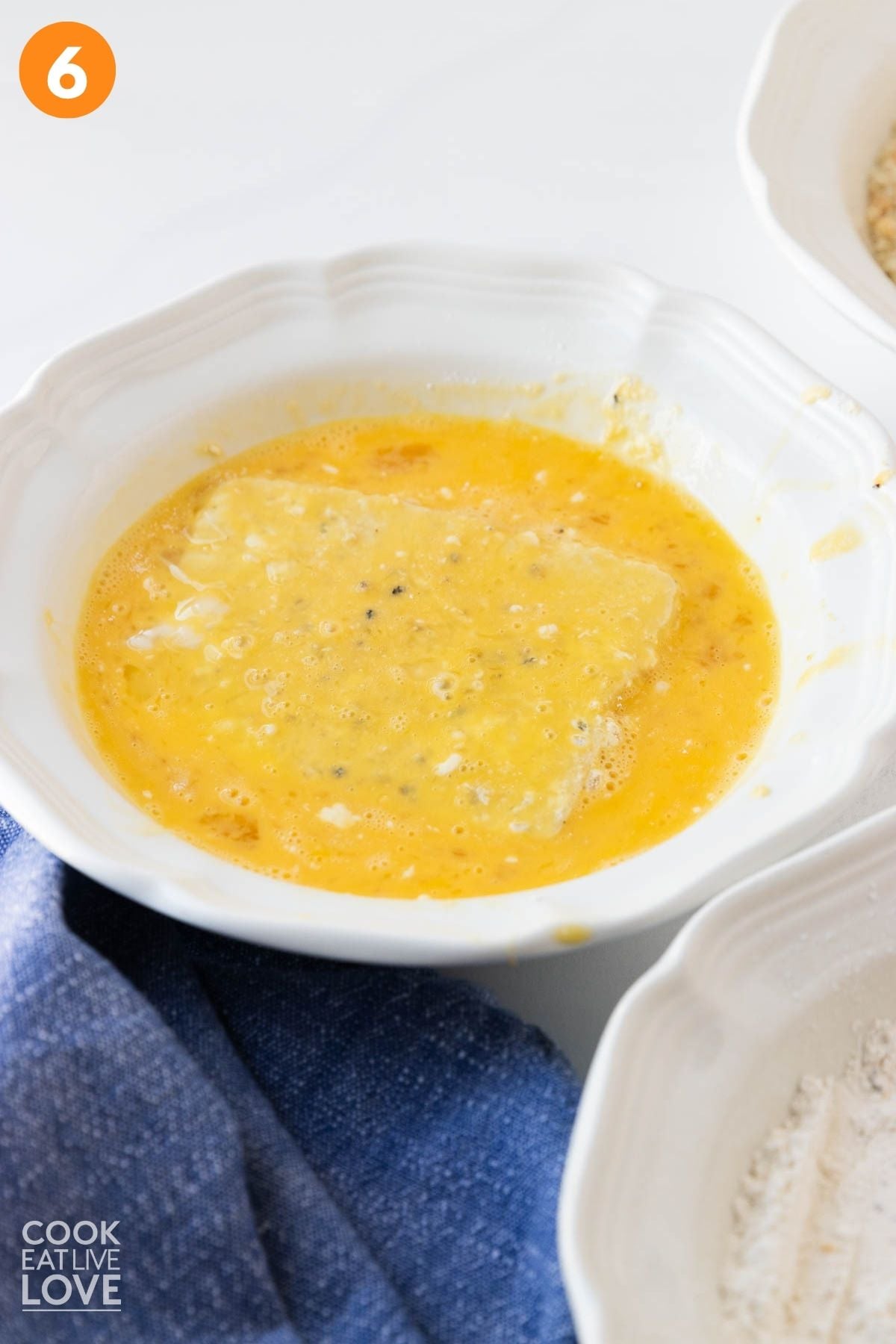 The tofu added to the egg bowl.