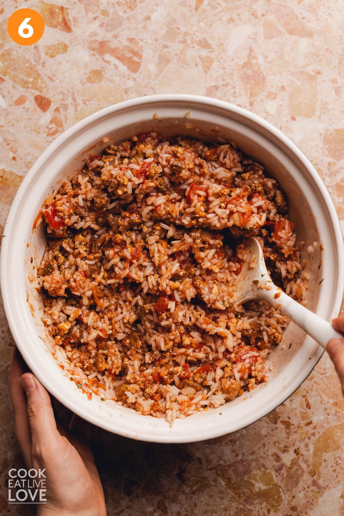 All the filling ingredients combined.