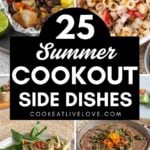 Pin graphic with images of cookout sides and text on top.