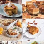 Pinterest graphic with images of vegan desserts for Thanksgiving.